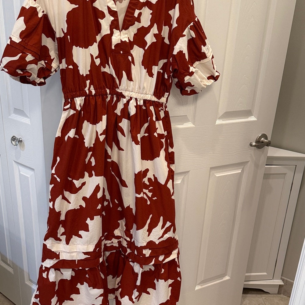 Red and White Patterned Dress